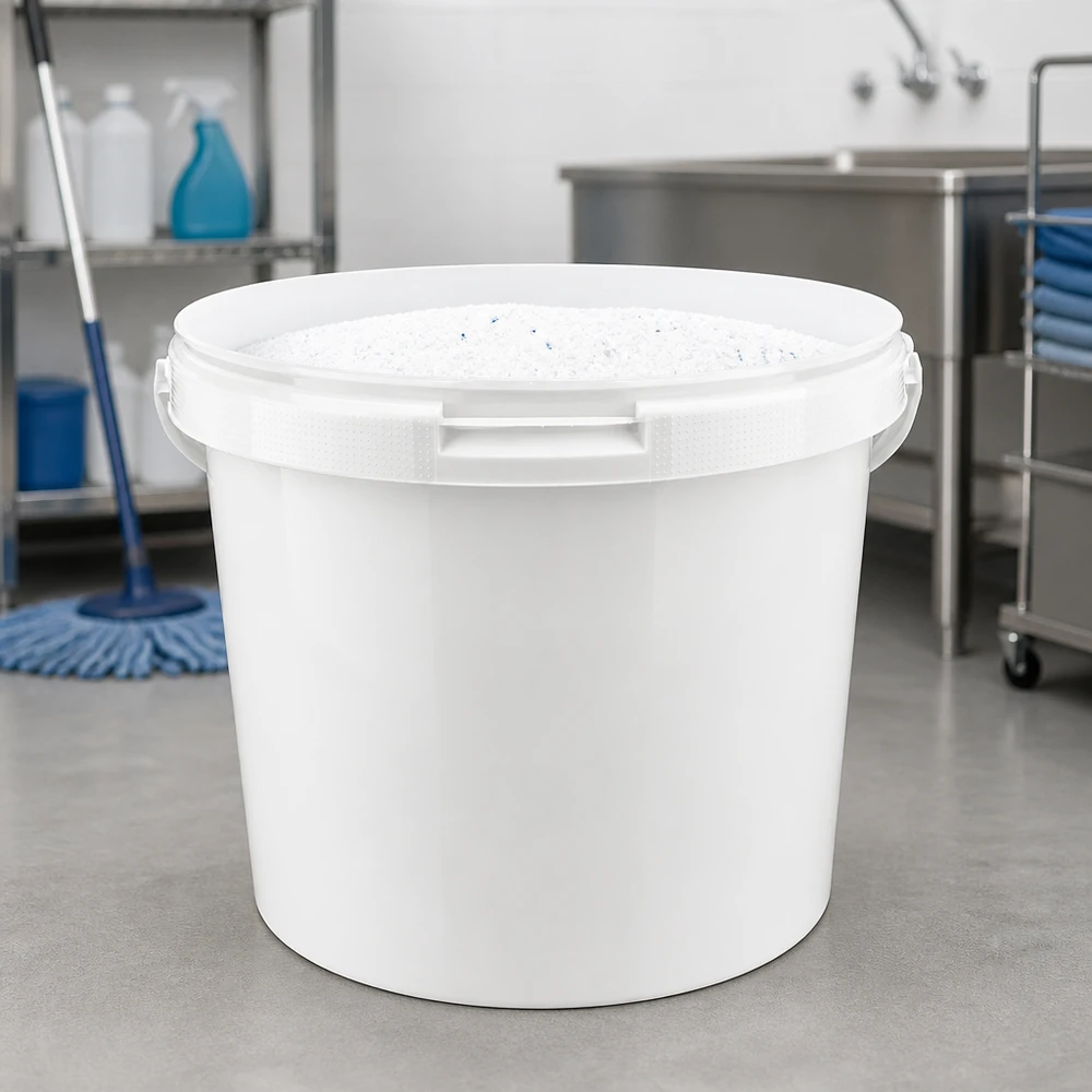 Eimer 5.6L aus weißem Kunststoff Polypropylen ohne Deckel Lebensmittelechter Kunststoffeimer 5,6L in Weiß aus PP für Gastronomie und Industrie