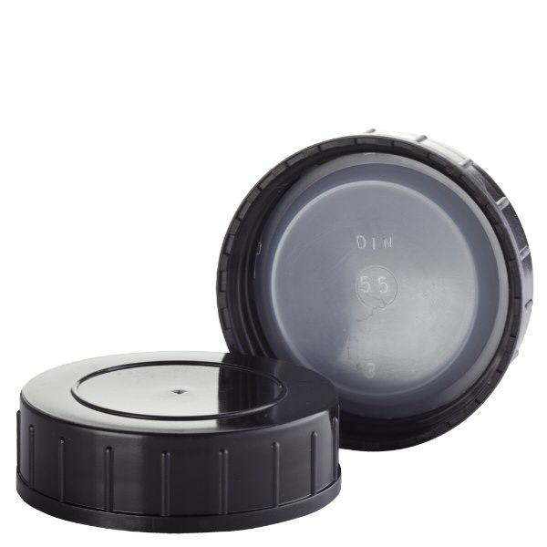 Tappo a vite nero in PPN 55 mm (DIN 55) Tappo a vite nero in PPN 55 mm (DIN 55)
