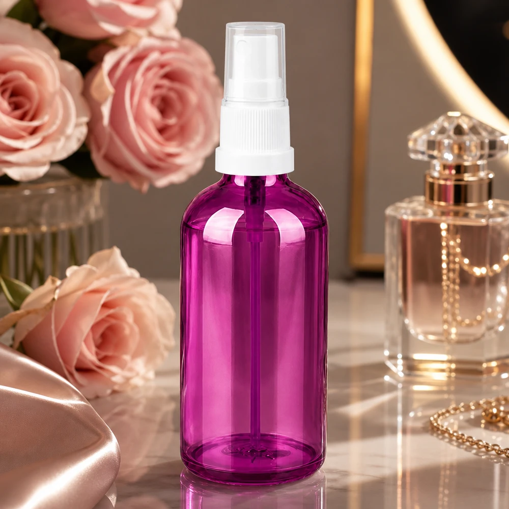 Flacone spray da 100 ml bianco/trasparente Standard PurpleLine UT18/100 Elegante flacone spray viola da 100 ml con nebulizzazione fine per spray fissativi per il trucco