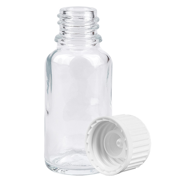 20ml Globuliflasche 3mm Giessring weiß Standardverschluss ClearLine UT18/20
