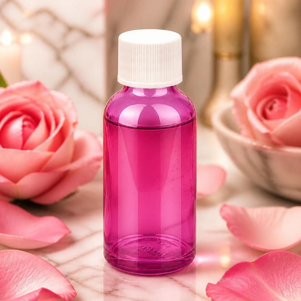 30ml Flasche 11mm Schraubverschluss weiss Standard PurpleLine UT18/30 Elegante 30ml Glasflasche in Violett mit weißem Deckel für professionelle Kosmetikprodukte