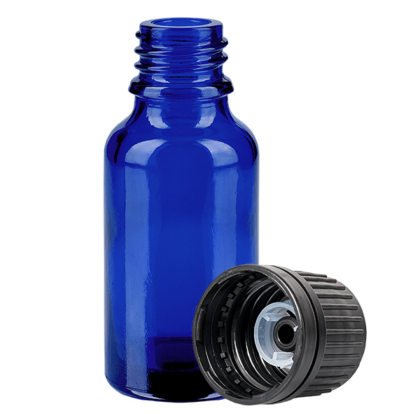 20ml Globuliflasche 8mm Giessring schwarz Originalitätsverschluss BlueL. UT18/20