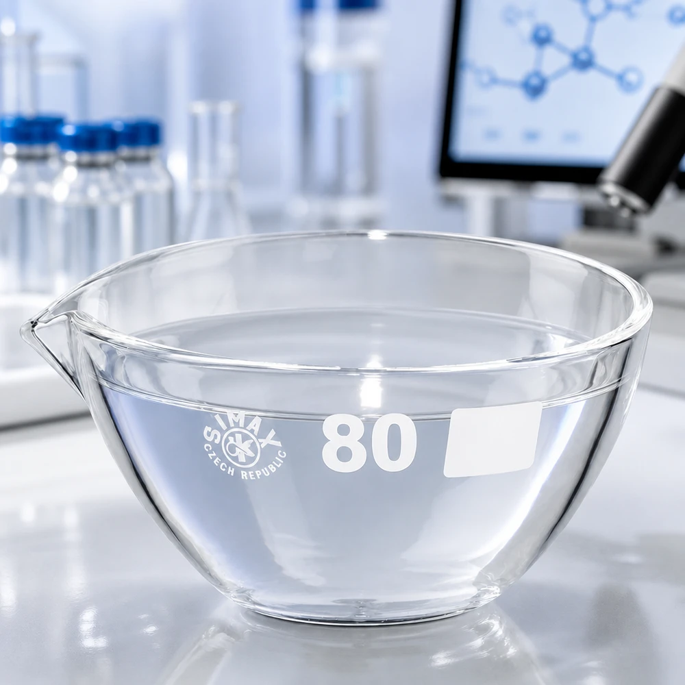 Robusta vetreria da laboratorio Piatto di evaporazione in borosilicato da 90 ml con pratico beccuccio per uso di laboratorio