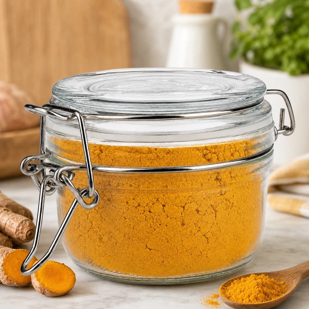 100ml Vorratsglas mit Silikonring und Bügelverschluss UNiTWIST Barattolo ermetico da 100 ml con manico in metallo, perfetto per la curcuma e altre spezie in polvere
