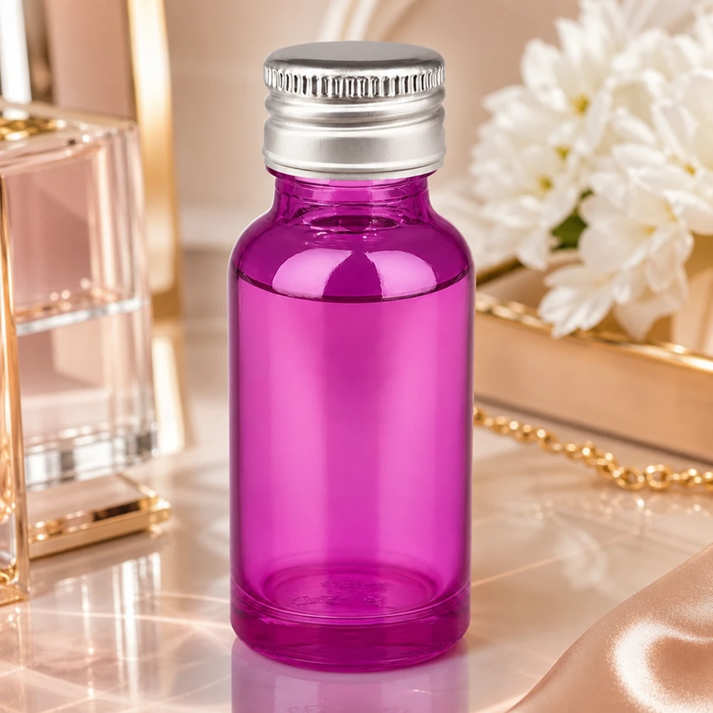 20ml Flasche 11mm Schraubverschluss Alu-Silberer Standard PurpleLine.UT18/20 Handliche 20ml Glasflasche Purple mit korrosionsbeständigem Silber-Verschluss für Langzeitlagerung