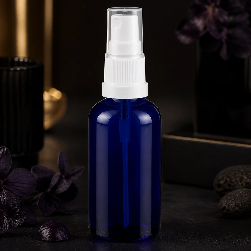 Flacone spray igienico da 50 ml con vetro blu Protezione UV per cosmetici e oli naturali