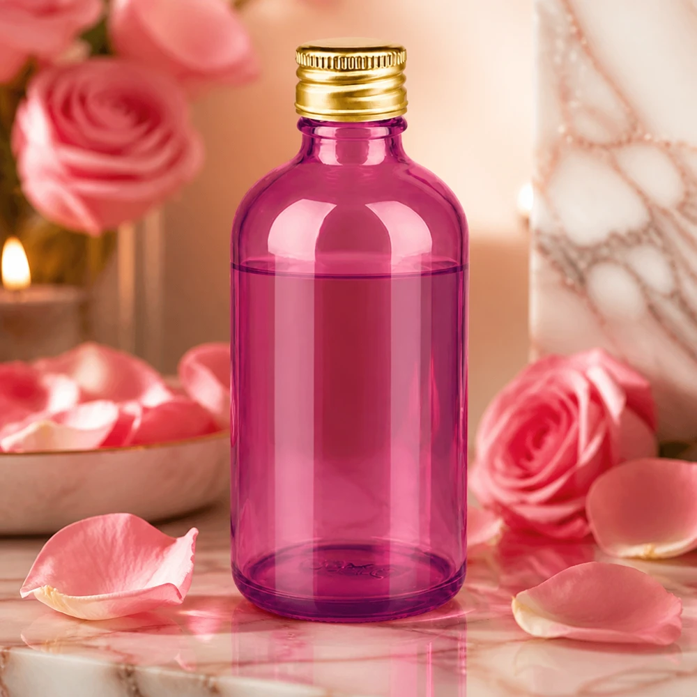 100ml Flasche 11mm Schraubverschluss Alu-Gold Standard PurpleLine. UT18/100 Schlanke 100ml Purpurglasflasche mit Metallverschluss ideal für DIY-Kosmetik und Seren