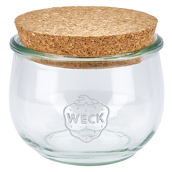 Vaso a tulipano da 580 ml WECK RR100 con tappo in sughero naturale 580ml WECK barattolo a tulipano RR100 con coperchio in sughero naturale barattolo per conserve barattolo trasparente