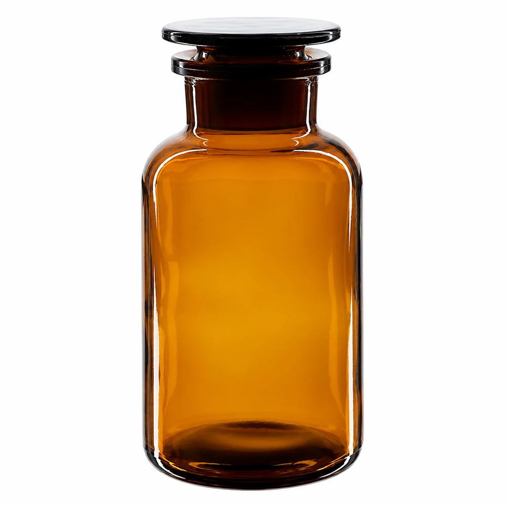 Bottiglia marrone a collo largo da 500 ml con tappo in vetro borosilicato di alta qualità