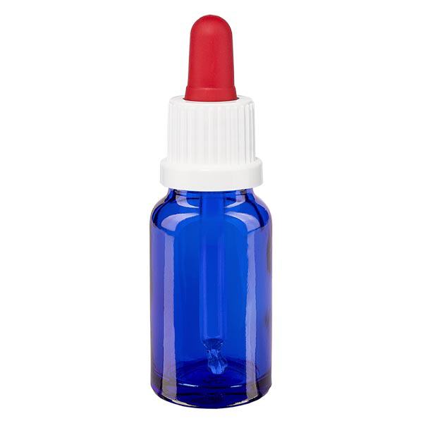Apothekenflasche blau 10ml Pipette weiß/rot Originalitätsverschluss