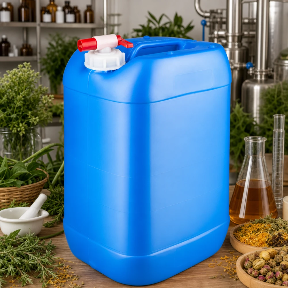 Lebensmittelechter Kunststoffkanister 25 Liter blau mit Auslaufhahn für ätherische Öle