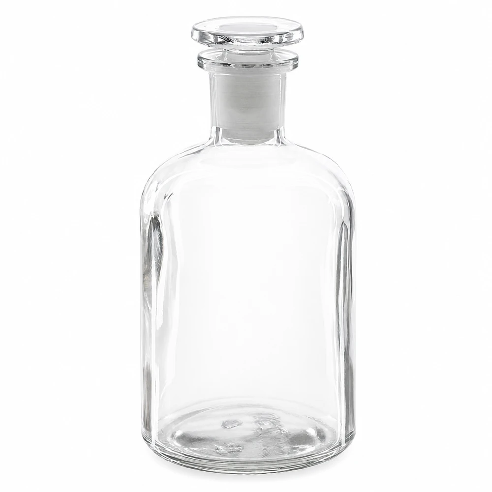 Rundschulterflasche 250ml klar Enghals Glasstopfen Apothekerflasche 250ml transparent Enghals Rundschulter mit aufgesetztem Glasstopfen