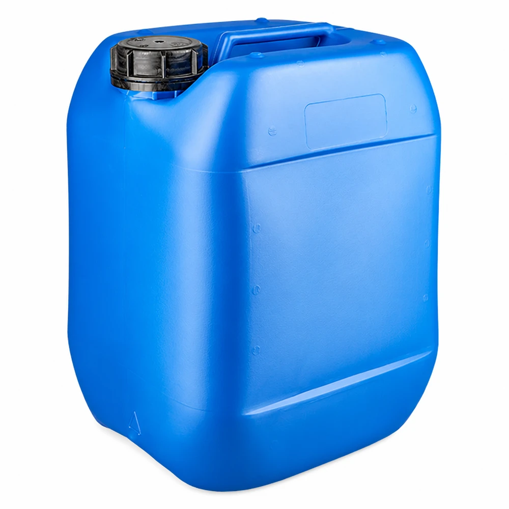 Kanister 10 Liter blau mit Schraubverschluss Originalitätsverschluss Stapelbarer Kunststoffkanister 10 Liter in Blau mit schwarzem Schraubverschluss Seitenansicht