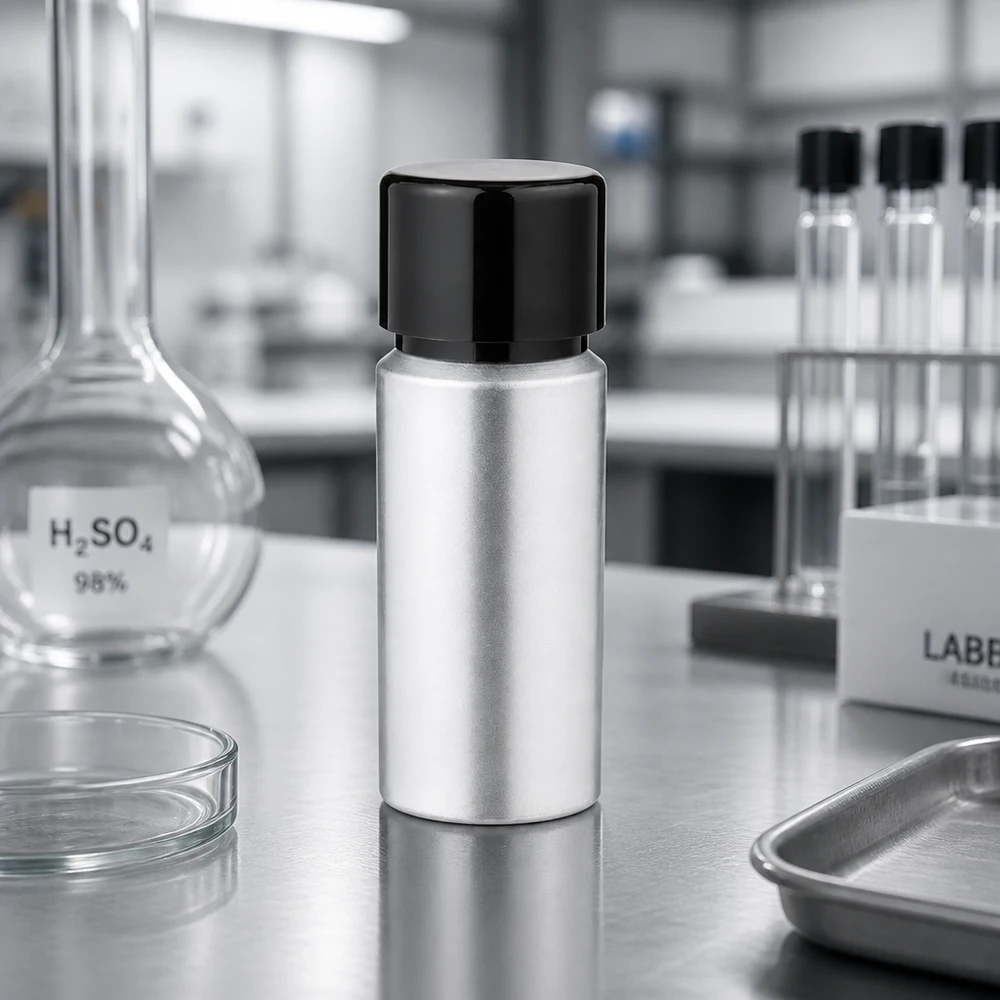 20ml gebeizte Aluflasche mit Schraubkappe Kleine 20ml Aluflasche mit matter Metalloptik - platzsparend und robust für den täglichen Einsatz