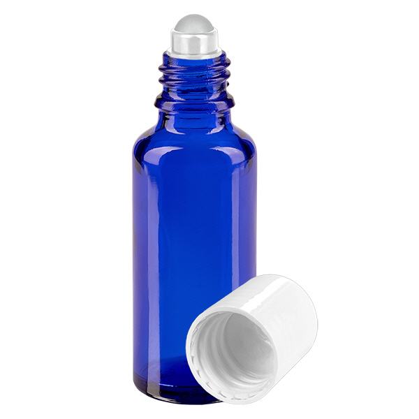 Bottiglia roll-on 30ml blu STD bianco ApoGlas Bottiglia roll-on 30ml blu STD bianco ApoGlas