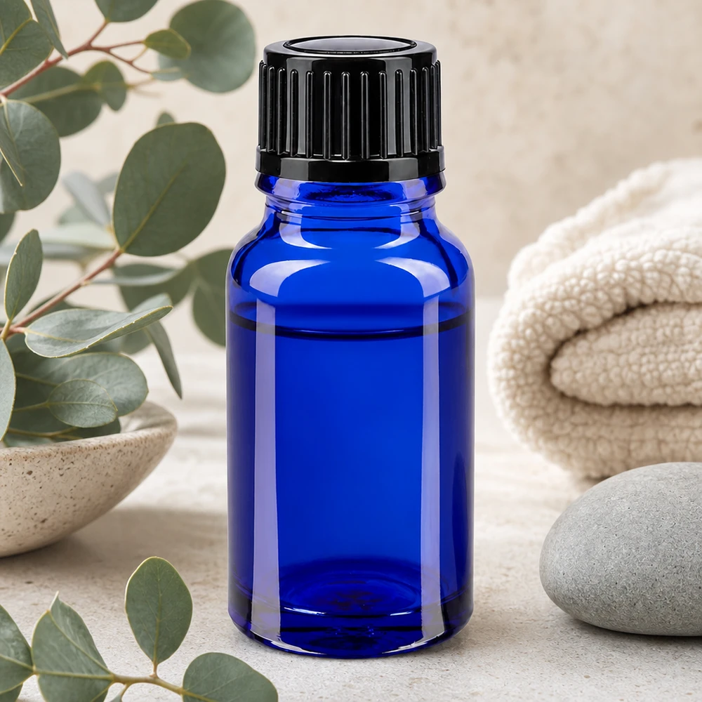 10ml ApoGlas blau UV-Schutz Flasche schwarzer Verschluss 11mm für Naturkosmetik