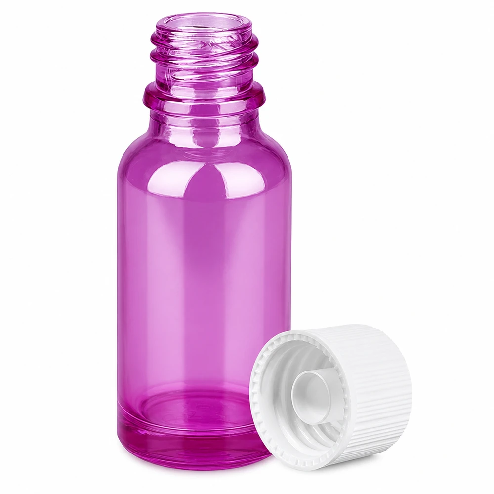 20ml Flasche 11mm Schraubverschluss weiss Standard PurpleLine UT18/20 20ml Purple Glasflasche mit weissem SV Verschluss ideal für Parfumproben und Essenzen