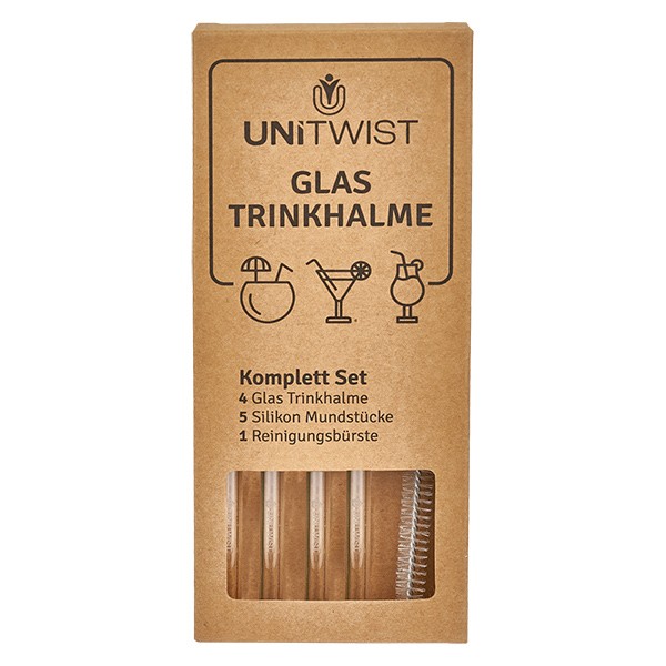 Set di cannucce in vetro trasparente con punte morbide UNiTWIST Set di cannucce in vetro trasparente con punte morbide UNiTWIST