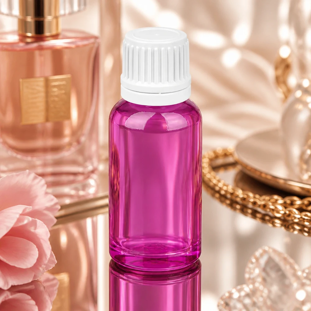 20ml Tropfflasche 0.7mm weiss Originalität Schraubverschlusserschluss PurpleLine UT18/20 PurpleLine Kosmetikflasche 20ml in modernem Violett mit hygienischem weissem Tropfverschluss