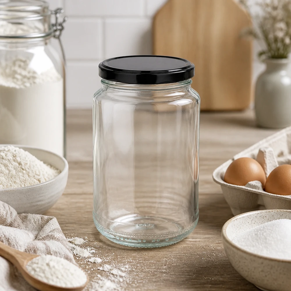 Vaso rotondo da 375 ml con coperchio BasicSeal nero UNiTWIST.