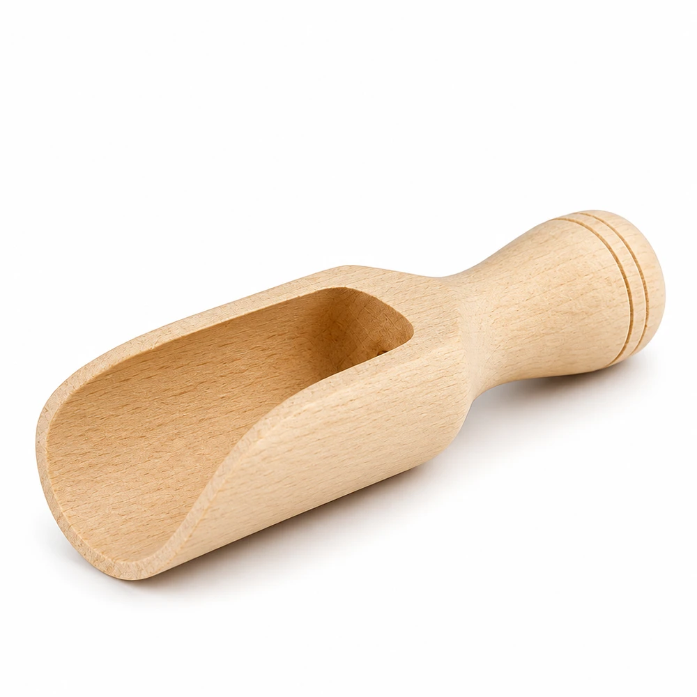 Paletta di legno taglia S a forma semicircolare lunga 7,5 cm Misurino in legno di faggio fatto a mano lungo 7,5 cm a forma semicircolare con manico ergonomico per le spezie
