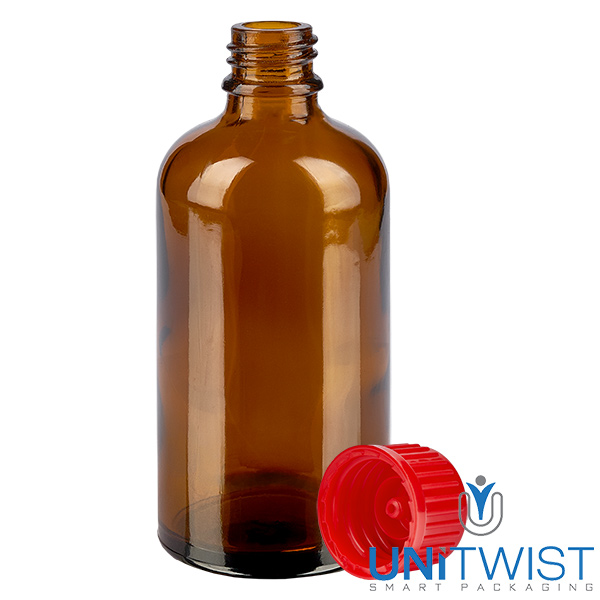 100ml Flasche 11mm Schraubverschluss rot Standard BrownLine UT18/100