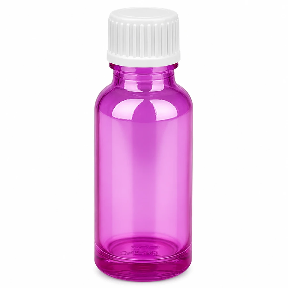 Flacon compte-gouttes 20ml 0.9mm blanc standard PurpleLine. UT18/20 Flacon doseur Purple 20ml avec compte-gouttes précis pour la cosmétique et l'aromathérapie