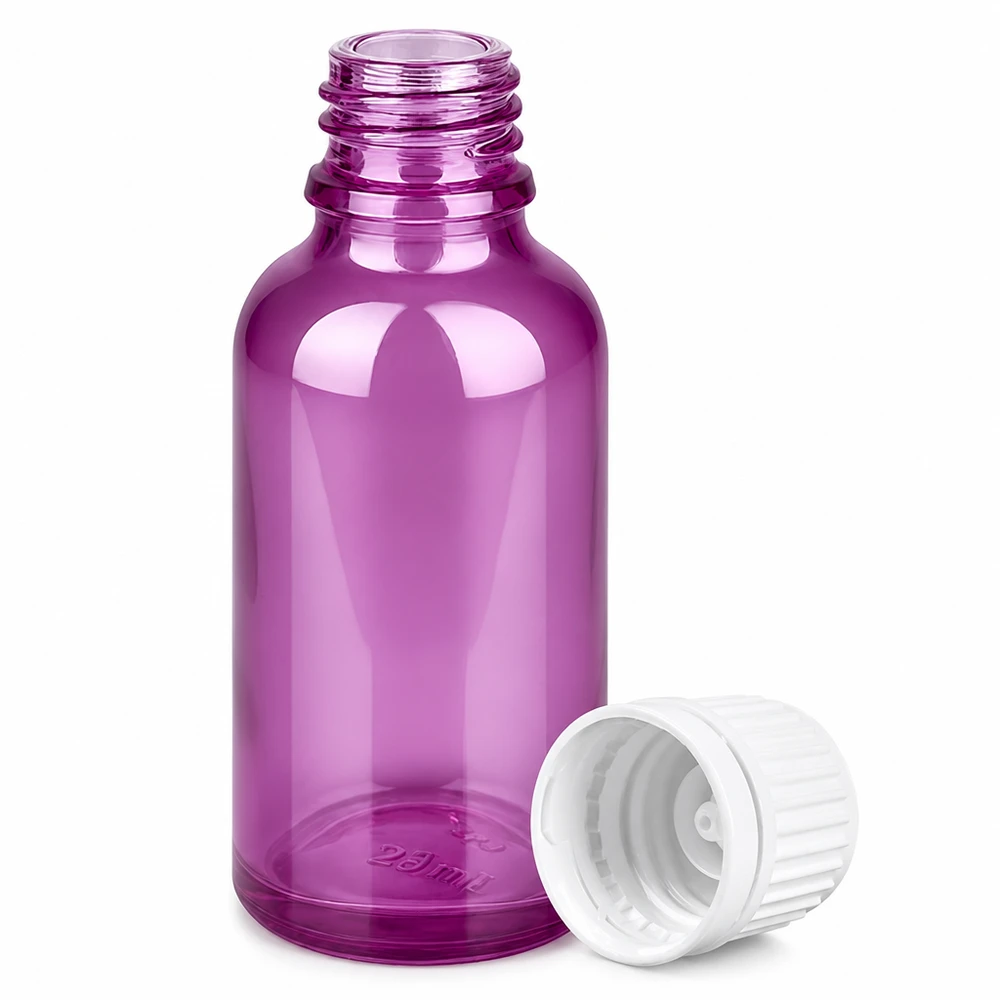 30ml Flasche 11mm Schraubverschluss weiss Originalität Schraubverschlusserschluss PurpleLine UT18/30 Professionelle 30ml Violettglas-Flasche für pharmazeutische Anwendungen und Laborgebrauch
