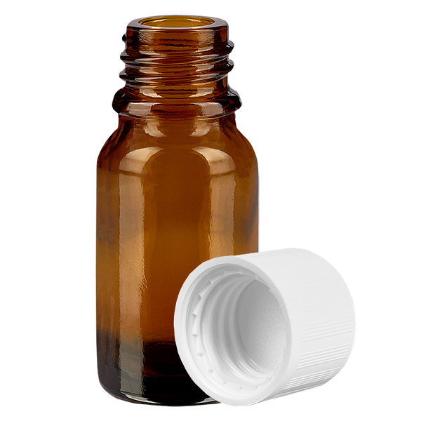 10ml Flasche 11mm Schraubverschluss weiß Standard Kindersicherung BrownLine UT18/10