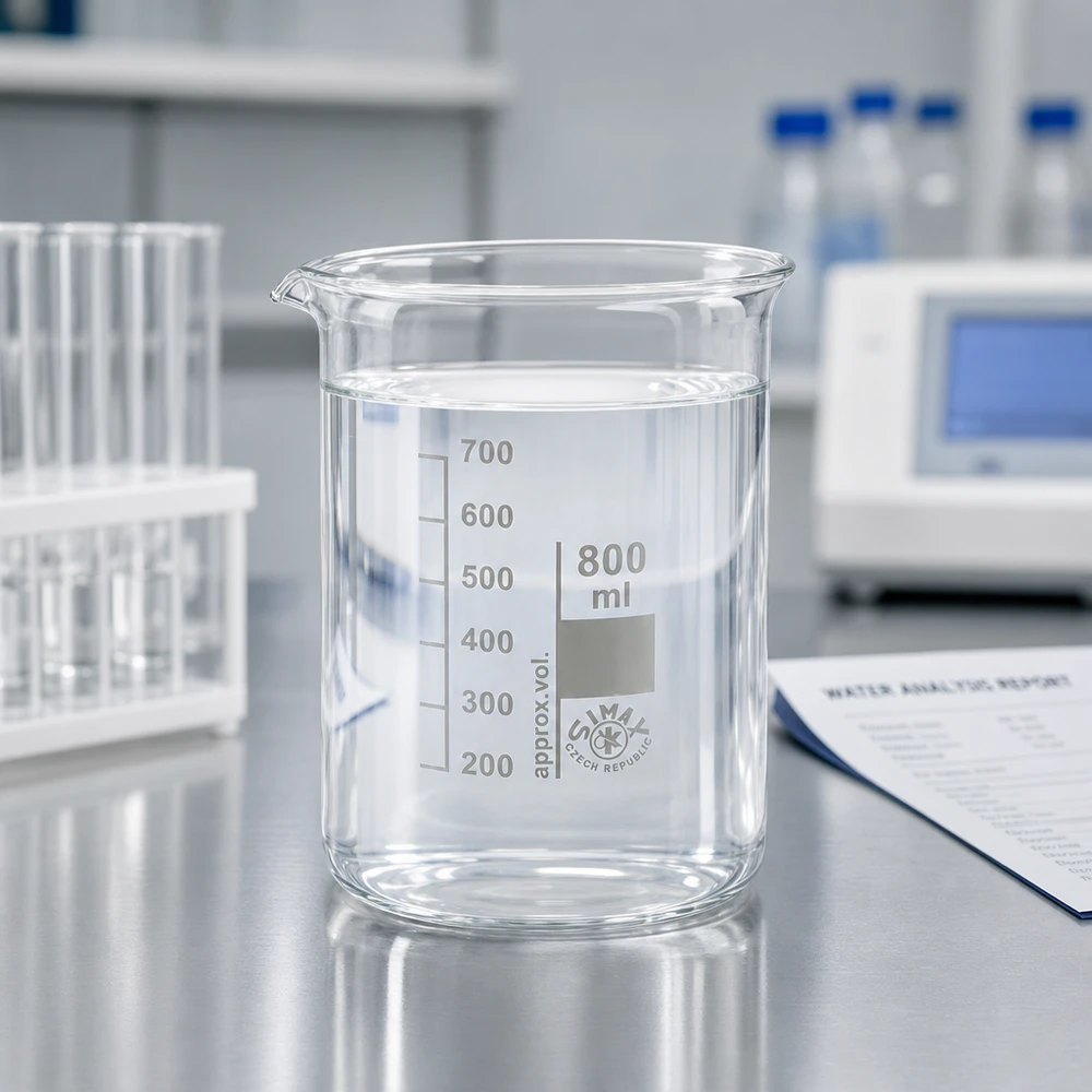 Bicchiere 800ml in vetro borosilicato, forma bassa Bicchiere in vetro borosilicato da 800 ml di forma bassa con beccuccio per laboratori chimici professionali