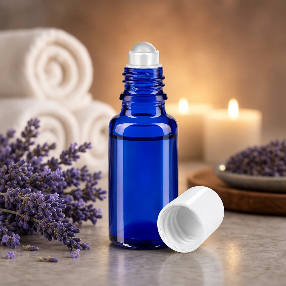 20ml UV-Schutzglas Roll-On Flasche kobaltblau für ätherische Öle und Essenzen