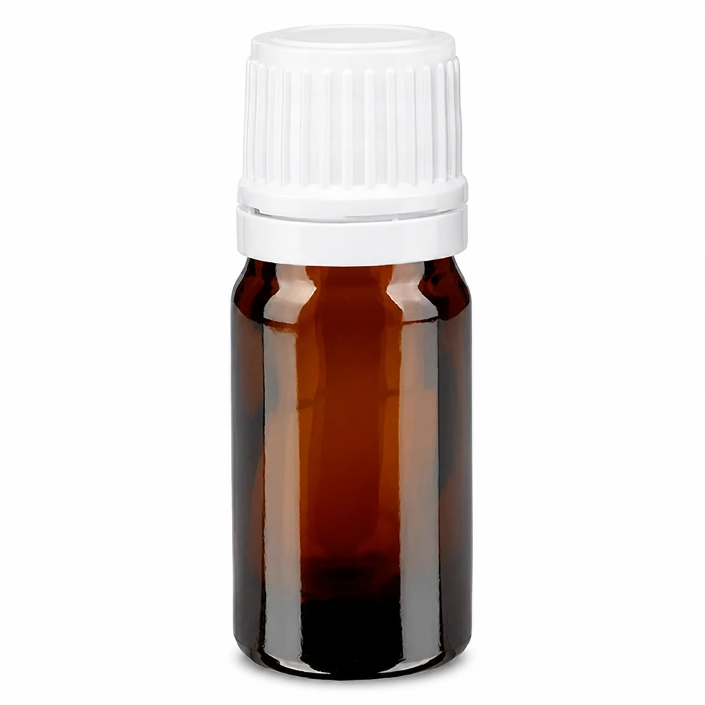 Braune 5ml Tropfflasche Apothekenglas mit weißem Schraubdeckel OV Verschluss