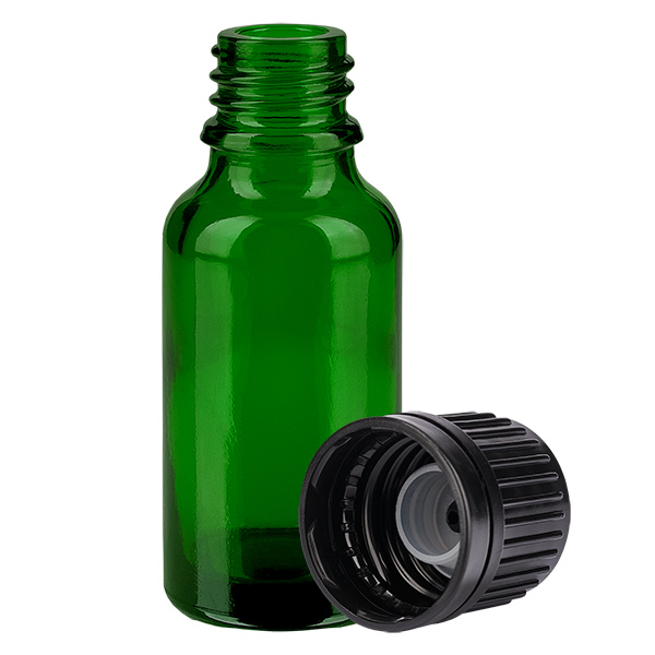 20ml Globuliflasche 3mm Giessring schwarz Originalitätsverschluss GreenL. UT18/20