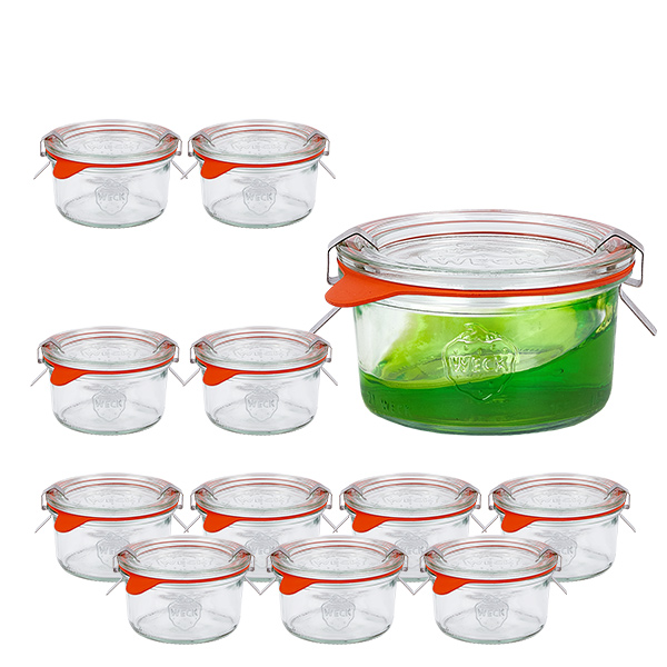 12er Set Weck Gläser 165ml Sturzglas mit 12 Glasdeckeln, 12