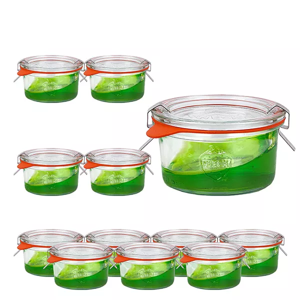 12er Set Weck Gläser 165ml Sturzglas mit 12 Glasdeckeln, 12