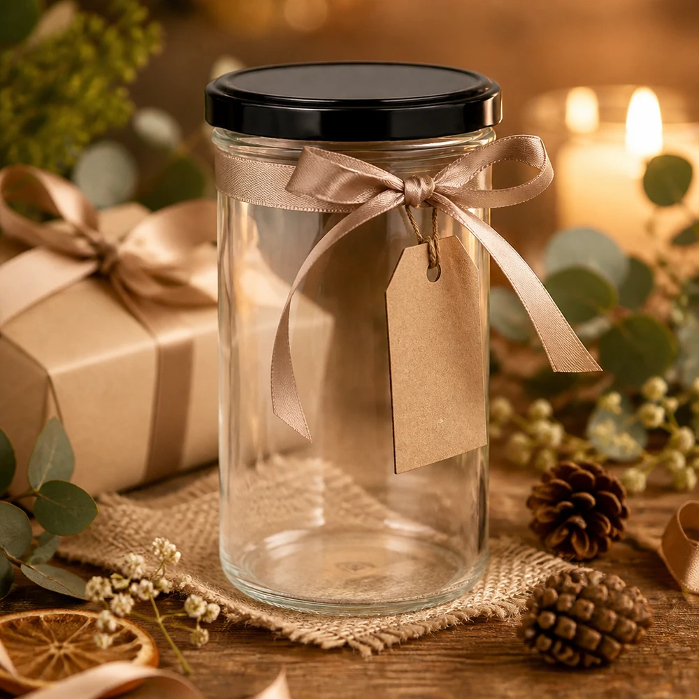277ml tumbler come confezione regalo con fiocco marrone e tag decorazione natalizia vaso regalo vuoto