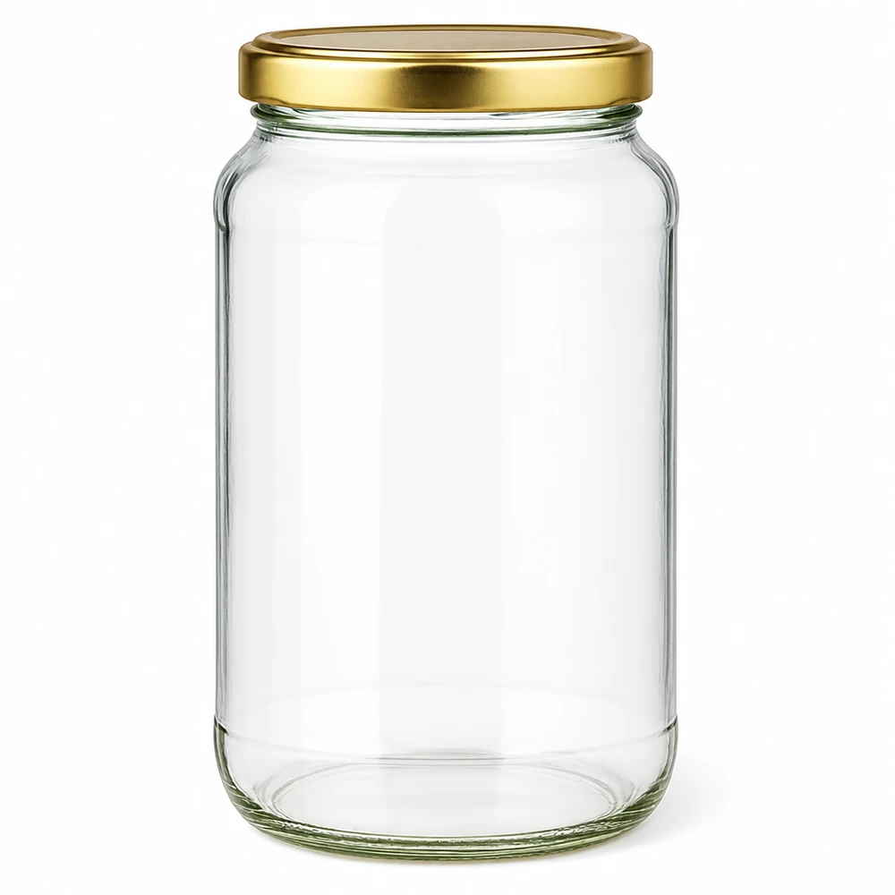 1700ml Rundglas mit BasicSeal Deckel gold UNiTWIST 1700ml Rundglas mit goldenem BasicSeal UNiTWIST Deckel - leeres Einmachglas aus Klarglas für Konservierung