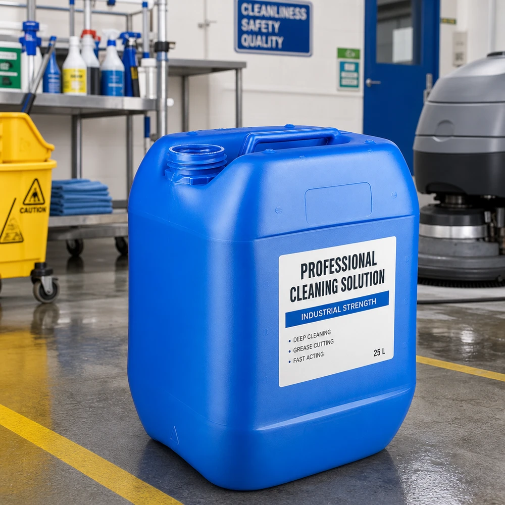 Stapelbarer blauer Kunststoffkanister 10 Liter ohne Deckel für Chemikalien