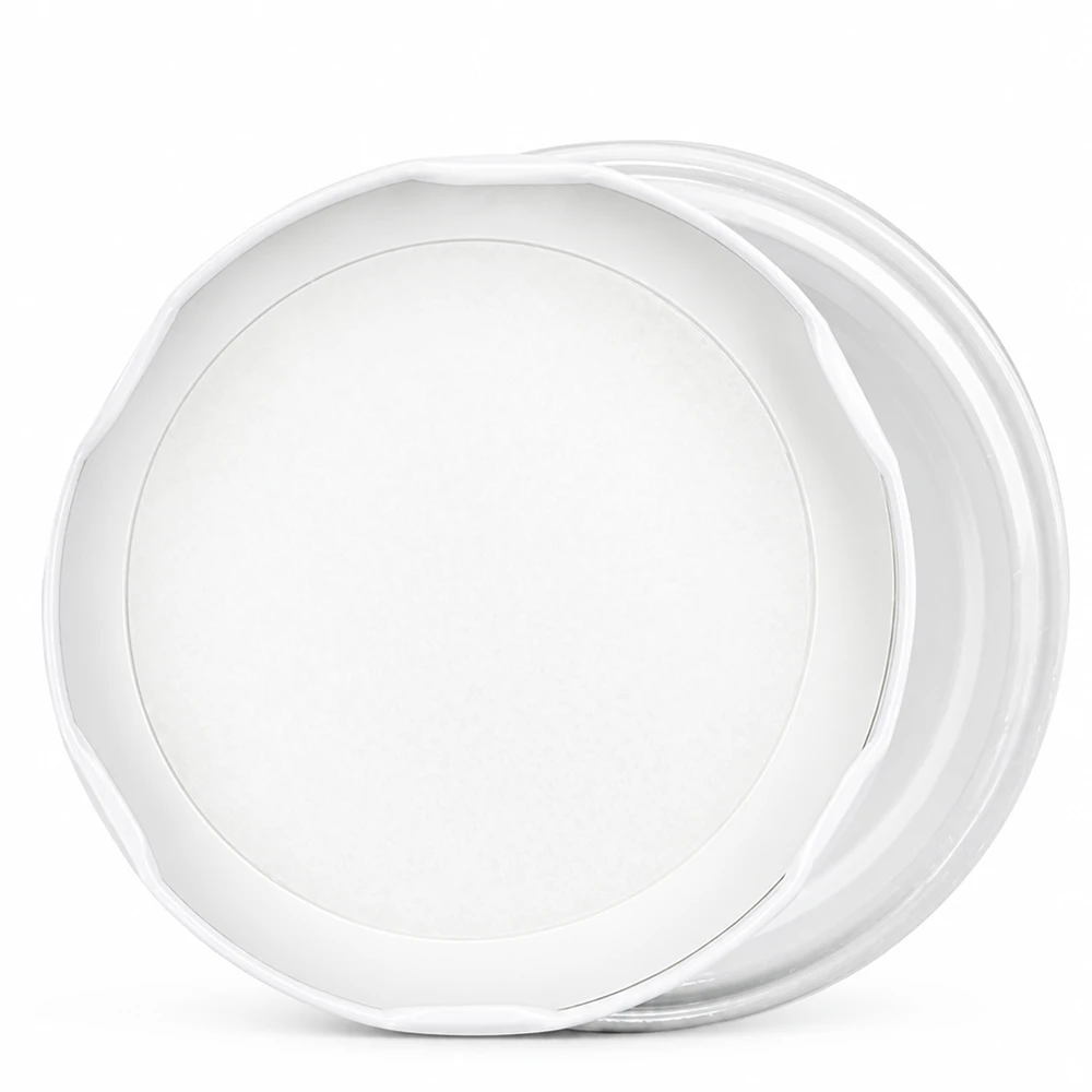 82mm BioSeal Deckel weiß (TO82) UNiTWIST UNiTWIST TO82 Deckel weiss BioSeal unitemp gestapelt seitliche Ansicht