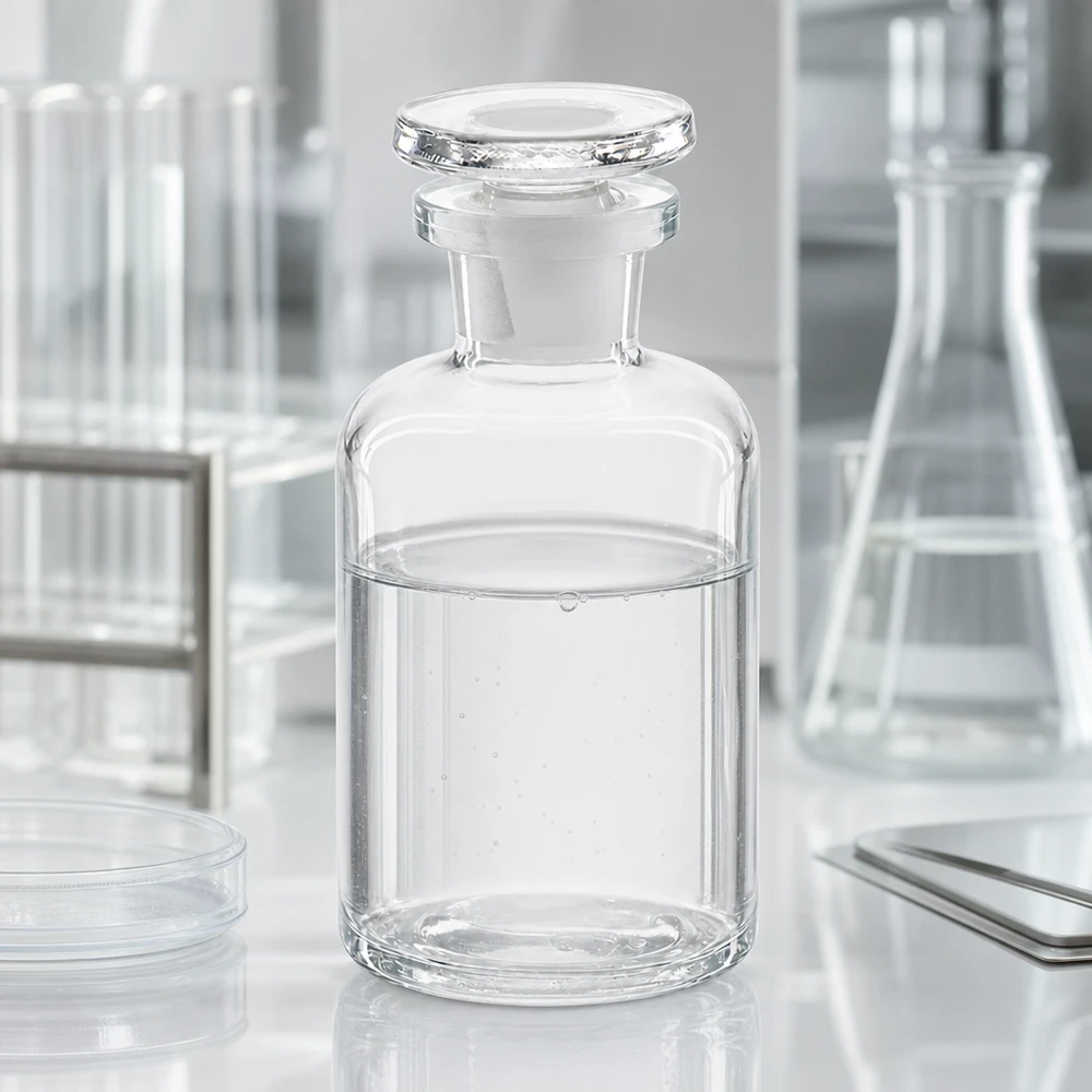 Bottiglia trasparente a spalla arrotondata da 50 ml, a collo stretto, con tappo in vetro privo di borosilicato