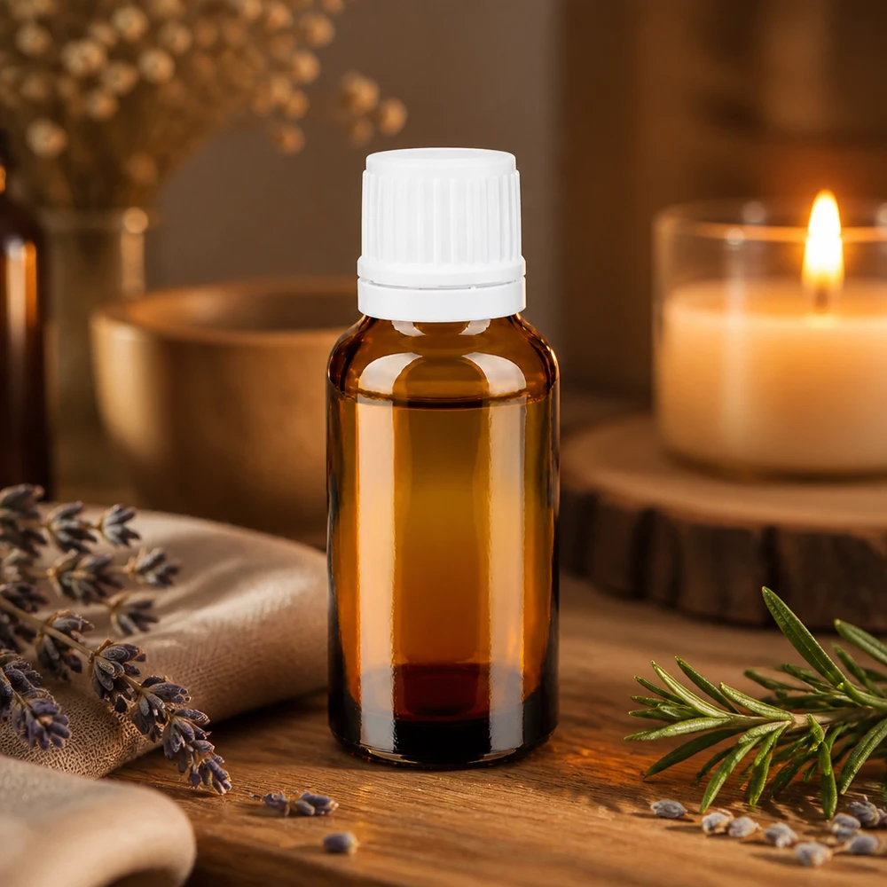 Apothekenflasche braun 20ml Schraubverschluss weiß Originalitätsverschluss Zylindrische 20ml Braunglasflasche mit weißem Originalitätsverschluss für Kräuterextrakte