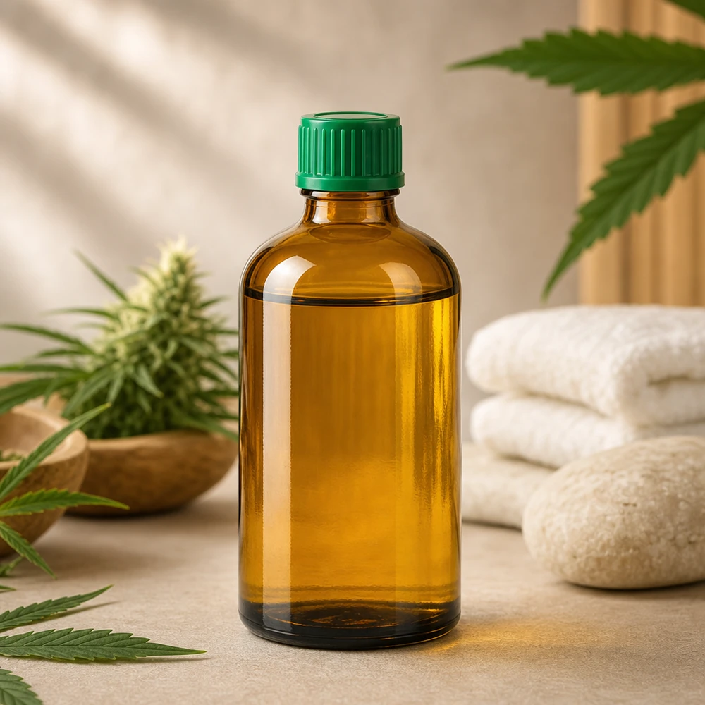 Pratico flacone in vetro da 100 ml, in un formato pratico per l'uso in mobilità e in viaggio.