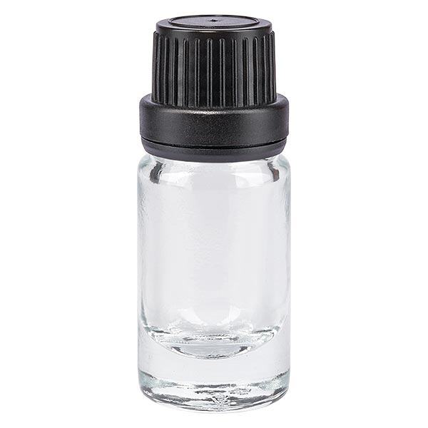Flacone da farmacia trasparente da 5 ml. SV OV nero/11mm ApoGlas Flacone da farmacia trasparente da 5 ml. SV OV nero/11mm ApoGlas