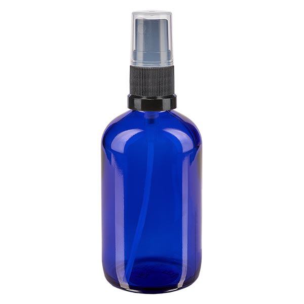 Apothekenflasche blau 100ml Sprayaufsatz schwarz