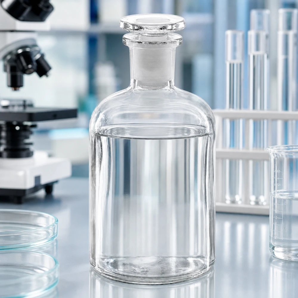 Flacon pharmaceutique 250 ml col étroit en verre clair + bouchon Flacon de laboratoire transparent de 250 ml à col étroit, muni d'un bouchon en verre à rodage, destiné aux réactifs chimiques