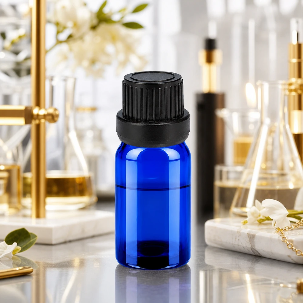 Flacone contagocce professionale da 5 ml con tappo nero scanalato per una presa sicura
