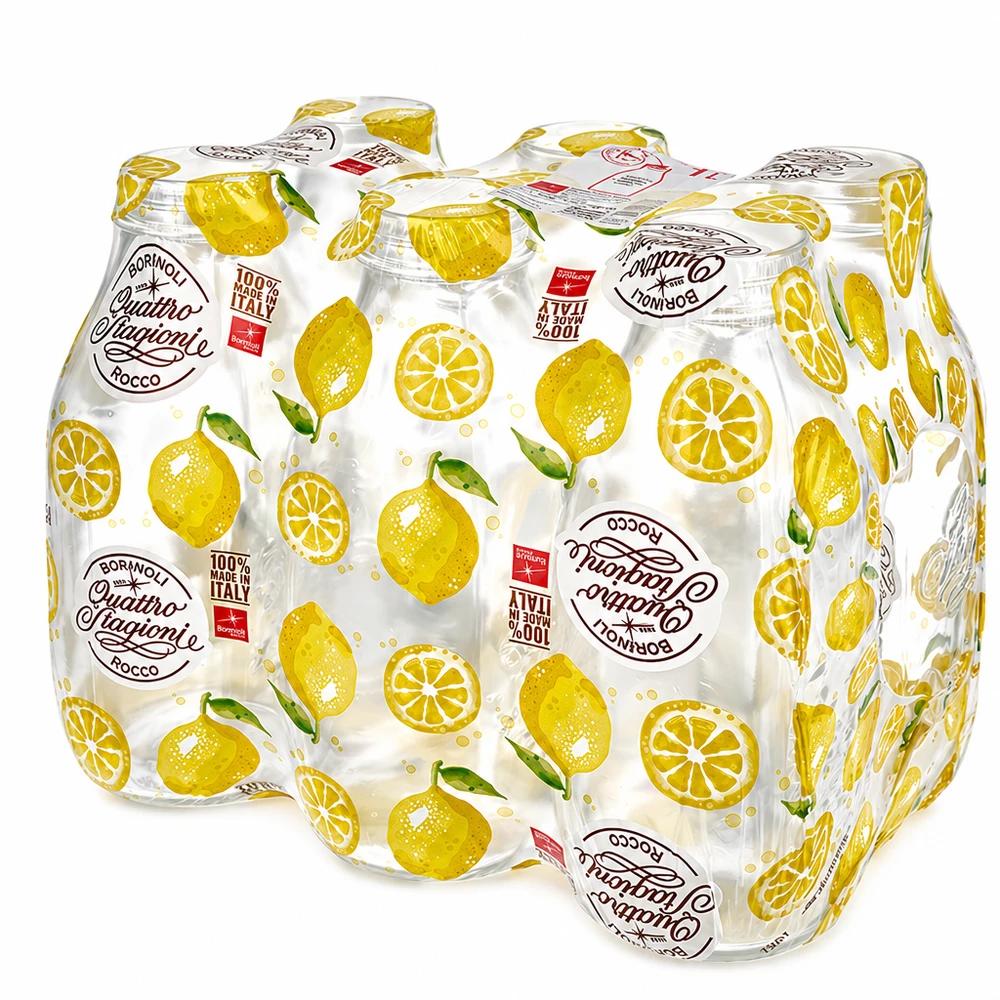Bottiglia a collo largo "Quattro Stagioni" da 1000 ml Bormioli Rocco Quattro Stagioni bottiglia a collo largo 1000ml con motivo limone 6 confezioni vasi da conserva Italia