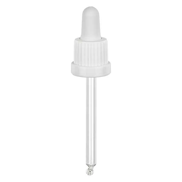 Glas-Tropfpipette weiß/weiß 18mm PL78 Originalitätsverschluss