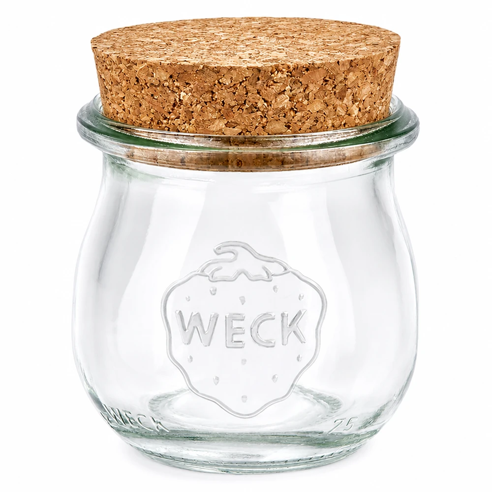 WECK barattolo a tulipano 75ml RR40 con chiusura in sughero naturale barattolo per conserve barattolo trasparente per stoccaggio