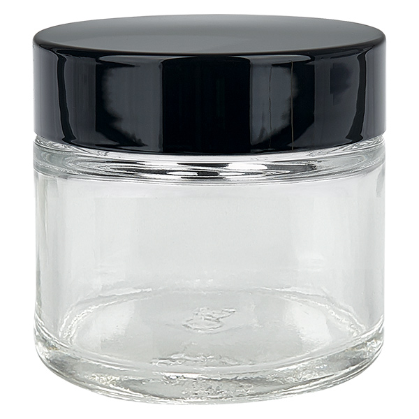 Vasetto di vetro trasparente da 60 ml con coperchio con inserto UNiTWIST Vasetto di vetro trasparente da 60 ml con coperchio con inserto UNiTWIST